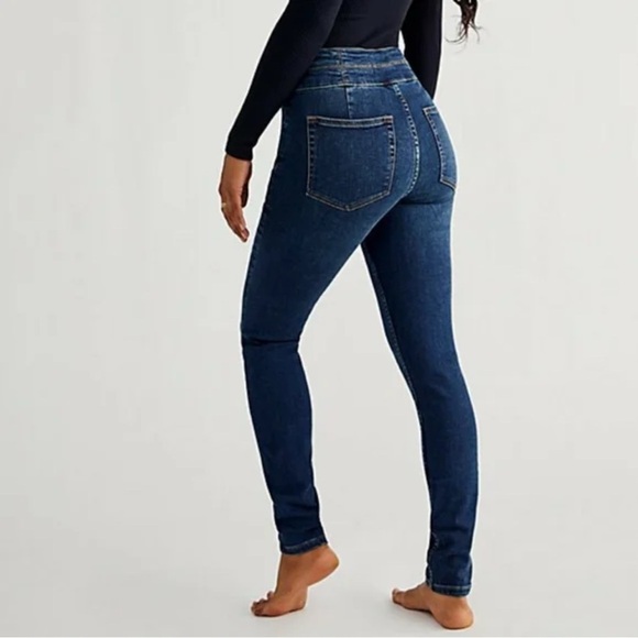 We the Free Free People CRVY high-rise lace up skinny jeans Blue Honey - Picture 3 of 13